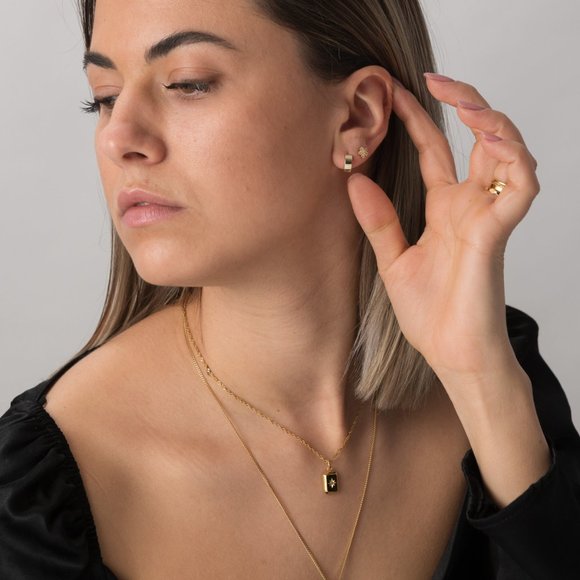 chunky huggie hoop earrings, Huggie hoop earrings, - Picture 2 of 10